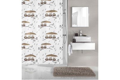 Kleine Wolke, Kleine Wolke Duschvorhang Eule 120x200 cm, Kleine Wolke Duschvorhang Eule Taupe | 120 × 200 cm