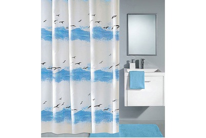 Kleine Wolke, Kleine Wolke Duschvorhang Seaside blau/weiss 180x180 cm, Kleine Wolke Duschvorhang Seaside Blau-Weiss | 180 × 180 cm