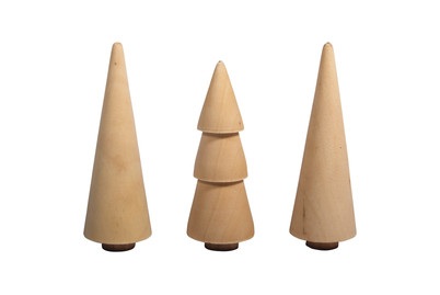 Holz Bäume, 2,9cm ø, sortiert 7,8-8,5cm Höhe, Box 3Stück