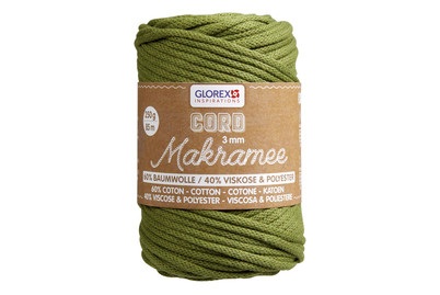 GLOREX, Makramee Cord 3mm 250g, gewebt oliv, Glorex Makramee-Cord Oliv | 3 mm | 250 g