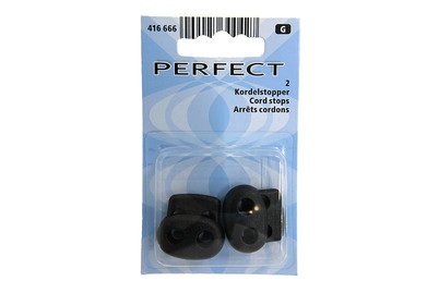 Perfect, Kordelstopper 2-Loch, schwarz 2 Stück, Perfect Kordelstopper Schwarz | 2 Stück