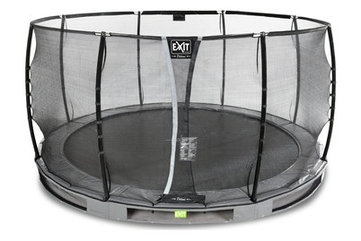 Exit, Exit Trampolin Elegant Ground Premium 366 cm mit Sicherheitsnetz Deluxe (grau), 