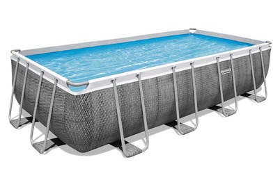 Bestway, Bestway Swimming Pool Komplett-Set 488 x 244 x 122 cm, Bestway Pool Komplett-Set Rattan-Optik 488 x 244 x 122 cm