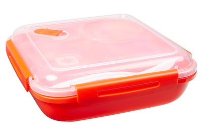 Rotho, ROTHO Lunchbox 1.1 l MEMORY B3 Papaya rot, Rotho Mikrowellenteller , 1009302792 , Rot , Kunststoff , 19.5x6x19.5 cm , hitzebeständig, lebensmittelecht , 003294048401