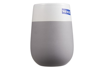 Wenko, WENKO Zahnputzbecher MALTA, Wenko Zahnputzbecher Malta Grau-Weiss | 10.5 × 8 × 8 cm