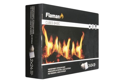 FLAMAN, FLAMAN Anzündhilfe Cubes Basic, Flaman Grillanzünder Cubes Basic, 2 x 24 Stück
