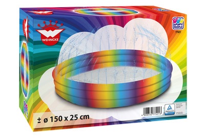 HAPPY PEOPLE, Happy People Pool Mit Sprinkler 3 Ring, Happy People Planschbecken Rainbow mit Sprinkler