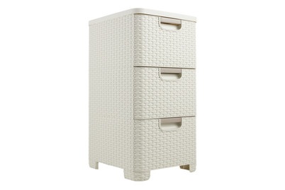 Curver, CURVER Schubladenturm Rattan, Curver Schubladenturm Rattan Creme | 60 × 32.8 × 37.8 cm | 42 l