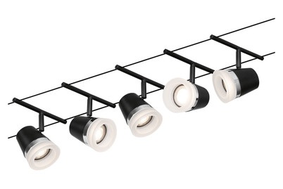 undefined, LED Seilsystemleuchte CONE, Paulmann WireDC Set Cone Seil-Basissystem GU5.3 Schwarz (matt), Chrom