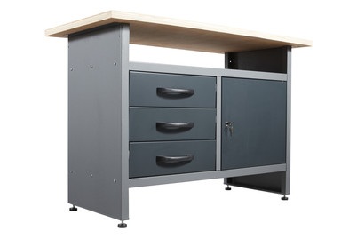 TOOLBOX, TOOLBOX Werkbank, Werkbank mit 3 Schubladen | Höhenverstellbar