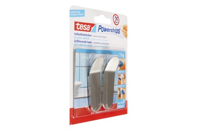 Tesa, tesa Haken Powerstrips SMALL Metall, 1, Tesa Powerstrips Haken Small | 6.8 × 2.1 cm | 2 Stück