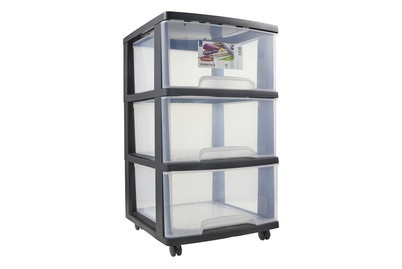 Curver, CURVER Schubladenturm ESSENTIALS, Curver Essentials Schubladenturm Schwarz-Transparent | 37 × 39 × 67 cm | 60 L
