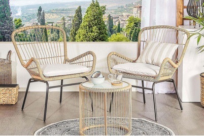 Beliani, Beliani LABICO, Beliani - Bistro Set aus PE Rattan Rustikal LABICO, One Size, Nude