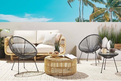 Beliani, Beliani ACAPULCO II Rattanstuhl 2er Set Kunststoff ø 70 cm, 