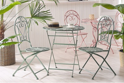 Beliani, Beliani Gartenstuhl Metall grün 2er Set zusammenklappbar Trento, 