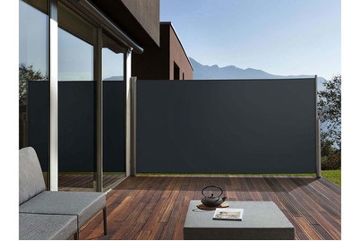 Beliani, Beliani Seitenmarkise graphitgrau ausziehbar 180 x 300 cm Dorio, Beliani - Seitenmarkise aus Polyester DORIO, One Size, Gewittergrau