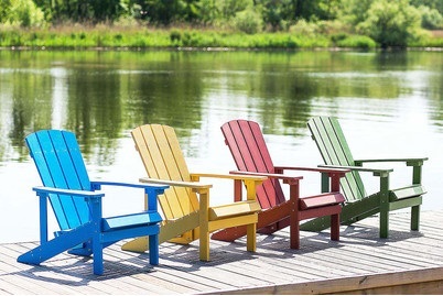 Beliani, Beliani Gartenstuhl blau Kunstholz ADIRONDACK, 