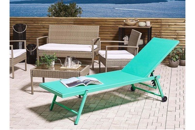 Beliani, Beliani Gartenliege Aluminium Textilbespannung minzgrün Portofino, Beliani - Liege aus Aluminium Modern PORTOFINO, One Size, Türkisblau