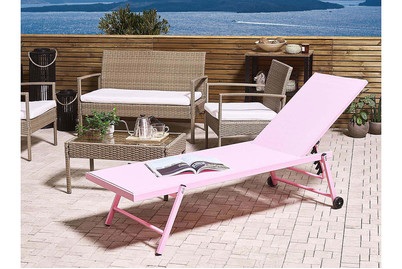 Beliani, Beliani Gartenliege Aluminium Textilbespannung rosa Portofino, Beliani - Liege aus Aluminium Modern PORTOFINO, One Size, Puderrosa