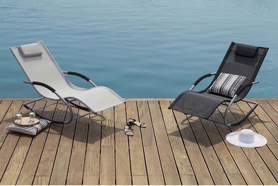 Beliani, Gartenliege schwarz Textil Schaukelfunkt, Beliani - Liege aus Stahl Modern CARANO, One Size, Schwarz