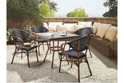 Beliani, Beliani Gartenmöbel Set Aluminium grau 4-Sitzer Stühle schwarz Caspri, 
