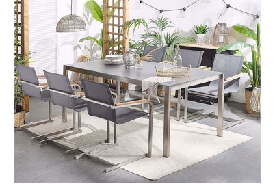 Beliani, Beliani COSOLETO Gartenstuhl-Set, Beliani - Gartenstuhl 6er Set aus Edelstahl Modern COSOLETO, One Size, Taubengrau