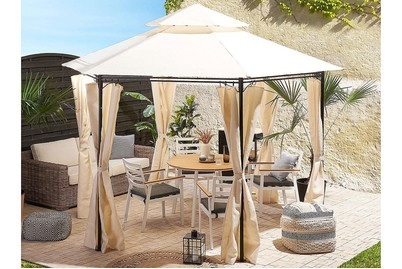 Beliani, Beliani Pavillon Stahl beige ? 350 cm Portel, Beliani - Pavillon aus Stahl Mediterran PORTEL, One Size, Perle