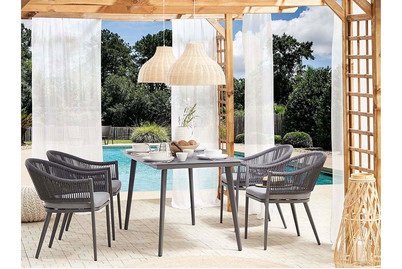 Beliani, Beliani Gartentisch Aluminium grau 140 x 80 cm Mileto, Beliani - Gartentisch aus Aluminium Retro MILETO, One Size, Spacegrau