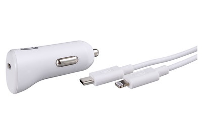 CELLULAR LINE, CELLULAR LINE USB-C Car Charger Kit 20W - KFZ-Ladegerät (Weiss), CELLULAR LINE USB-C Car Charger Kit 20W - KFZ-Ladegerät (Weiss)