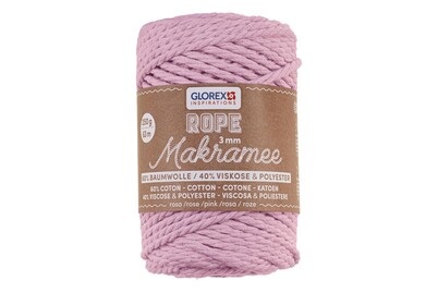 Glorex Makramee Rope 3mm 250g gedreht rosa