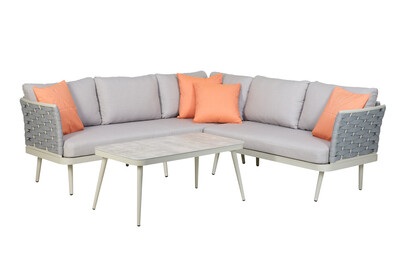 Home&More, Home and More Rope-Ecklounge Melbourne mit 4 Outdoor-Kissen, Home and More Ecklounge Melbourne mit 4 Outdoor-Kissen | 2-Sitzer