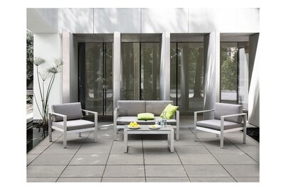 Beliani, Couchtisch aus Aluminium SALERNO Couchtisch aus Aluminium SALERNO, Beliani - Outdoor Couchtisch aus Aluminium Industriell SALERNO, One Size, Spacegrau