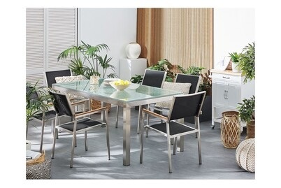 Beliani, Beliani Gartentisch Crashglas 180 x 90 cm einteilige Tischplatte GROSSETO, 