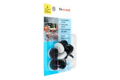 FIX-O-MOLL, Kunststoffgleiter mit Stift 22mm, Fix-O-Moll Kunststoffgleiter mit Stift | 2 cm | 8 Stück