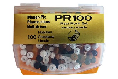 Weitere, Hütchen 3 farbig für Mauer Pic Nägel, Mauer Pic Nägel mit Hütchen | 100 Stück