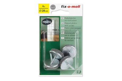 FIX-O-MOLL, Parkettgleiter 28mm mit Schraube, Fix-O-Moll Parkettgleiter | 2.8 cm | 4 Stück
