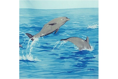 Spirella, SPIRELLA Duschvorhang NEMO, Spirella Duschvorhang Aqua mit Delfin-Motiv | 180 × 180 cm