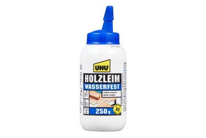 UHU, Holzleim Wasserfest (D3) ohne Lösungsmittel, 250g, UHU Kleber Holzleim Wasserfest 1 Stück, Transparent