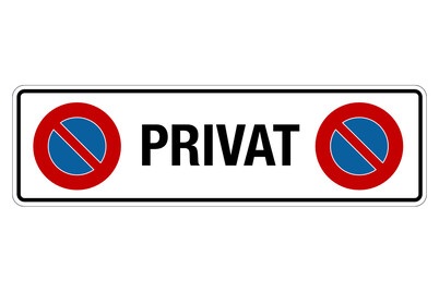 Weitere, Schild Privat + Parkverbot-Symbol, Schild Privat Parkverbot Symbol | 33 × 9.5 cm