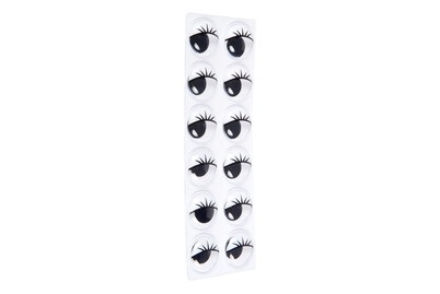 GLOREX, Wackelaugen 20mm rund SB 12St mit Wimpe, Glorex Wackelaugen mit Wimpern | 20 mm | 12 Stück