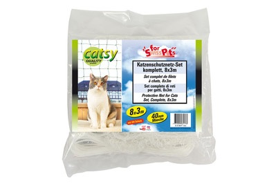 swisspet, SwissPet Catsy Katzenschutznetz-Komplett-Set 8x3m weiss, Swisspet Catsy Katzenschutznetz-Set, 8x3 m weiss