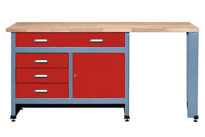 Küpper, Werkbank mitSitznische rot, Küpper Werkbank mit Sitznische Rot | 170 × 84 × 60 cm