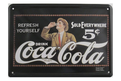 Münder Email, Schild Coca Cola Refresh yourself, Münder Email Schild Coca-Cola Refresh Yourself | 15 × 10 cm