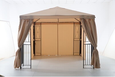 Qualité&Prix, Stahlpavillon inkl. 4 Seitenteile Mérida, Home and More Stahlpavillon Mérida Braun-Schwarz | 3 × 3 m
