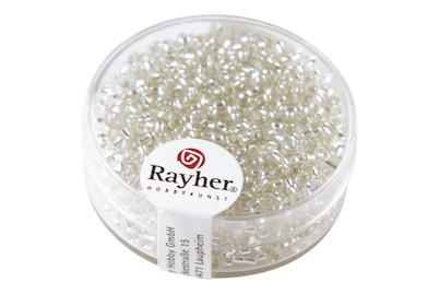 Rayher, Rocailles,2mmø,mit Silbereinzug,silber,D, Rayher Rocailles mit Silbereinzug | 2 mm | 17 g