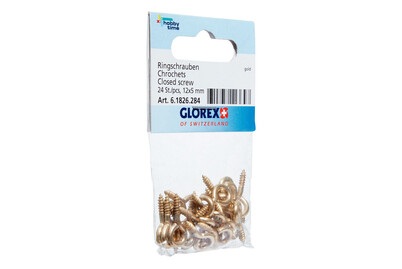 GLOREX, Ringschrb. 12x5mm mess.geschlossen 24S, Glorex Ringschrauben VerMessingt | 12 × 5 mm | 24 Stück