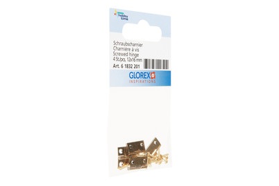 GLOREX, GLOREX Schraub-Scharnier, Glorex Schraub-Scharniere mit Miniaturschrauben | 12 × 16 mm | 4 Stück