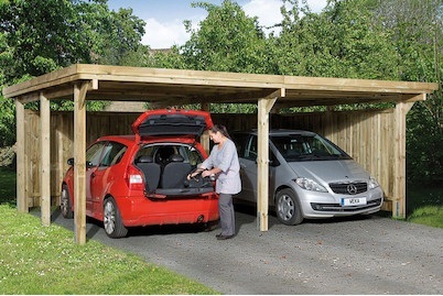 Weka, Weka Doppel Carport Optima Duo 1, Weka Doppelcarport Optima Duo 1 Holz | 389 × 576 cm