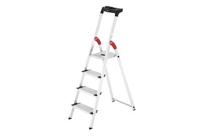 Hailo, Hailo L80 ComfortLine 8040-407 Aluminium Stufen-Stehleiter inkl. Werkzeugablage Arbeitshöhe (max.): 2.6 m Silber,, Hailo Stufen-Stehleiter ComfortLine, Standhöhe 0,85 m