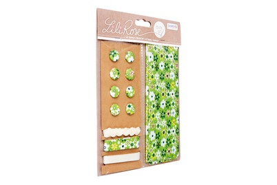 GLOREX, GLOREX Stoff-Set, Glorex Textil-Set Blumen Grün | 48 × 48 cm | 3 × 1 m | 8 Stück
